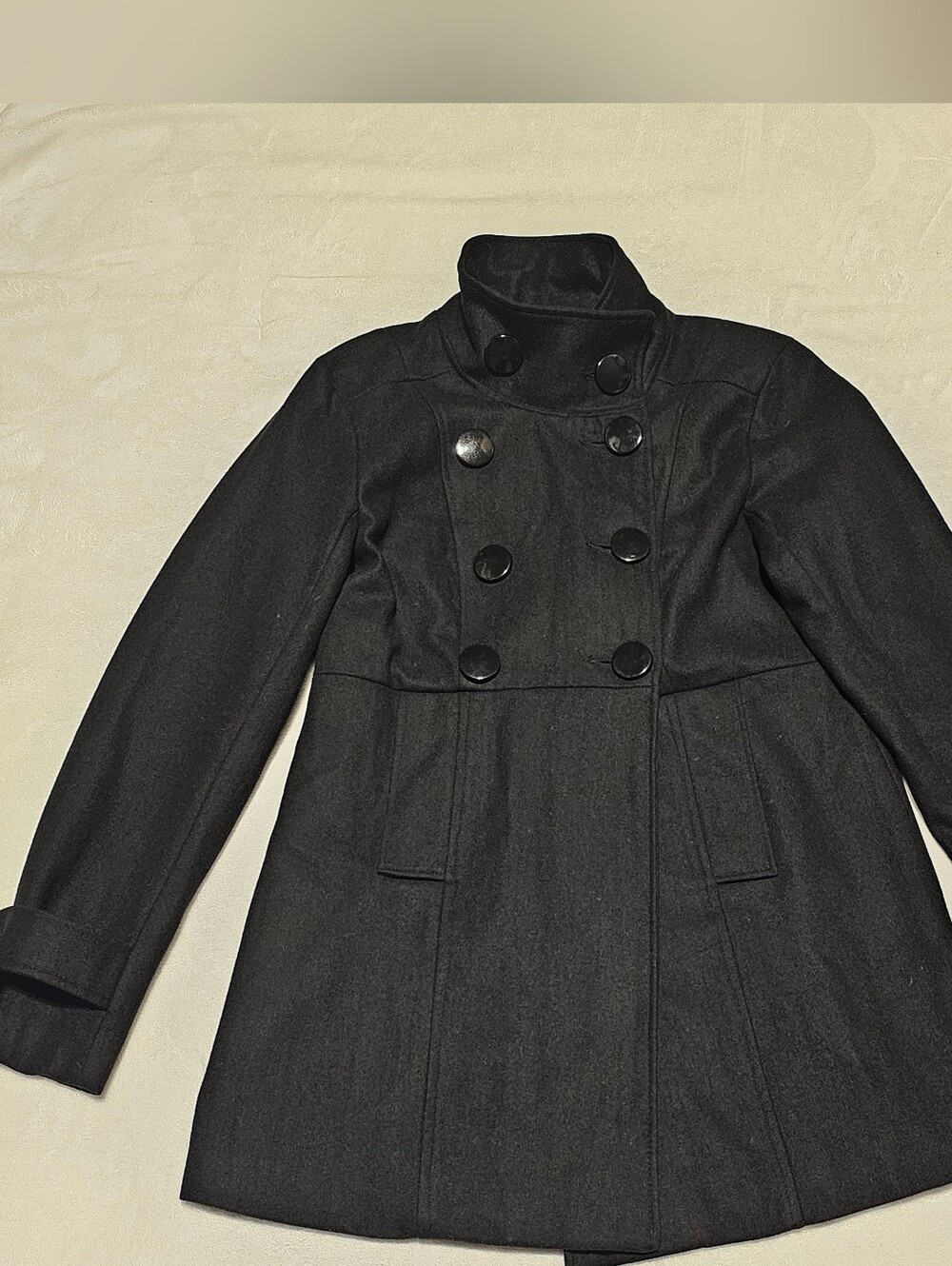Vintage Wet Seal Black Double-Breasted Wool-Blend Peacoat